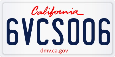 CA license plate 6VCS006