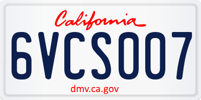 CA license plate 6VCS007