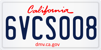 CA license plate 6VCS008