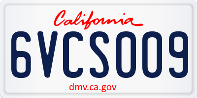 CA license plate 6VCS009