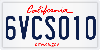 CA license plate 6VCS010