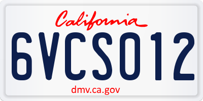 CA license plate 6VCS012