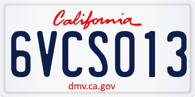 CA license plate 6VCS013
