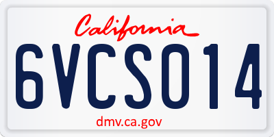 CA license plate 6VCS014