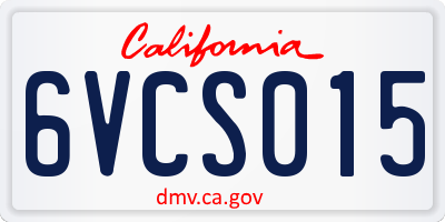 CA license plate 6VCS015