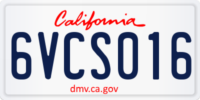 CA license plate 6VCS016