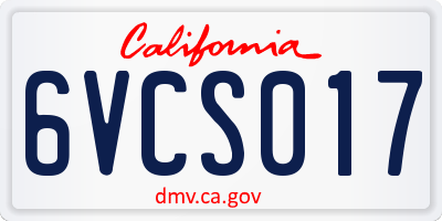CA license plate 6VCS017