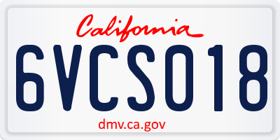 CA license plate 6VCS018