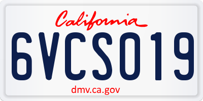 CA license plate 6VCS019