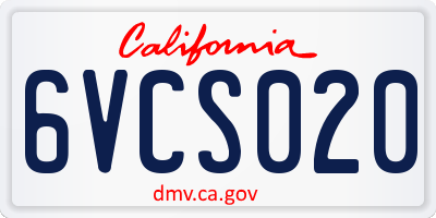 CA license plate 6VCS020