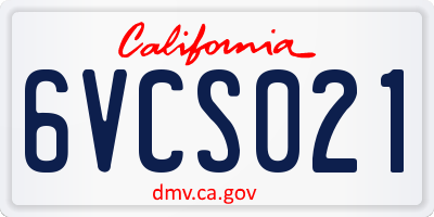 CA license plate 6VCS021