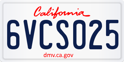 CA license plate 6VCS025