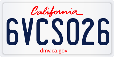 CA license plate 6VCS026