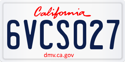 CA license plate 6VCS027
