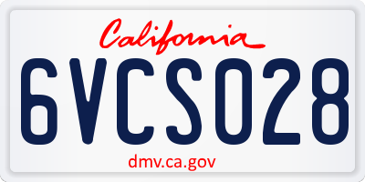 CA license plate 6VCS028
