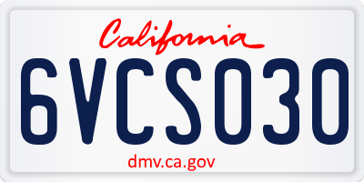 CA license plate 6VCS030