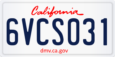 CA license plate 6VCS031