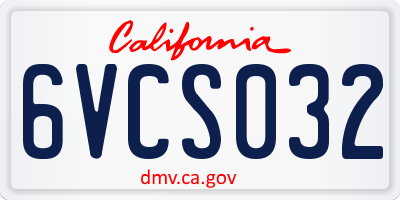 CA license plate 6VCS032