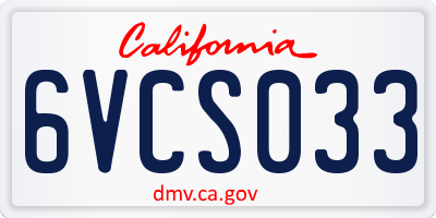 CA license plate 6VCS033