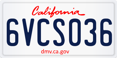 CA license plate 6VCS036