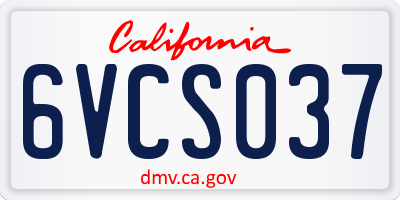 CA license plate 6VCS037