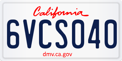 CA license plate 6VCS040
