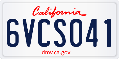 CA license plate 6VCS041