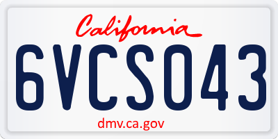 CA license plate 6VCS043