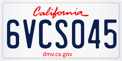 CA license plate 6VCS045