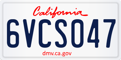 CA license plate 6VCS047