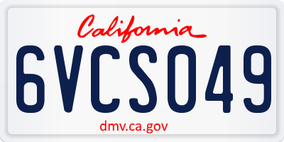 CA license plate 6VCS049