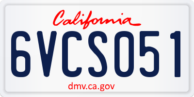 CA license plate 6VCS051