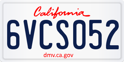 CA license plate 6VCS052