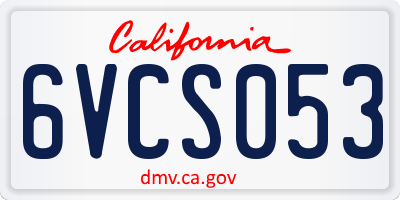CA license plate 6VCS053
