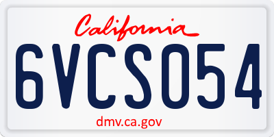 CA license plate 6VCS054