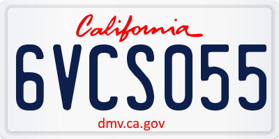 CA license plate 6VCS055
