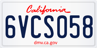 CA license plate 6VCS058
