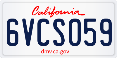 CA license plate 6VCS059