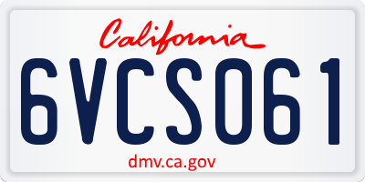 CA license plate 6VCS061