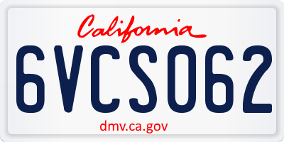 CA license plate 6VCS062