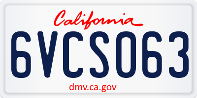 CA license plate 6VCS063