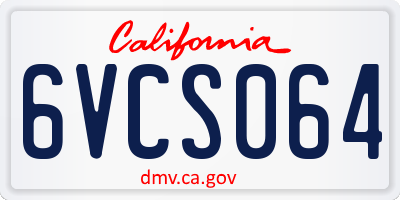 CA license plate 6VCS064
