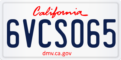 CA license plate 6VCS065