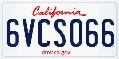 CA license plate 6VCS066