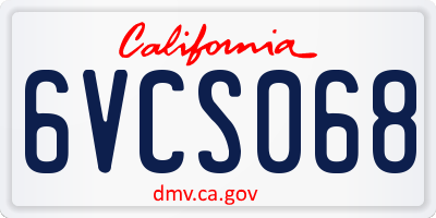 CA license plate 6VCS068