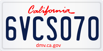CA license plate 6VCS070