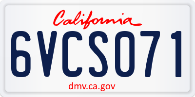 CA license plate 6VCS071