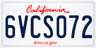 CA license plate 6VCS072