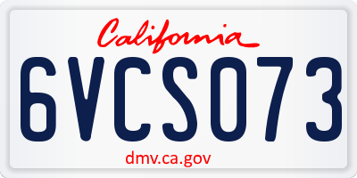 CA license plate 6VCS073