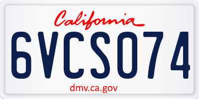 CA license plate 6VCS074